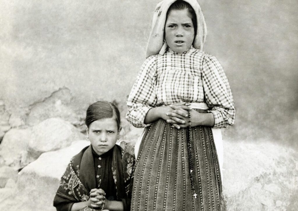 Historical photograph illustrating the third apparition of Our Lady of Fatima to the shepherd children