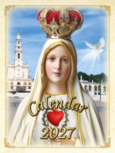 Virgin of Fatima Association 2027 Calendar cover featuring Our Lady of Fatima