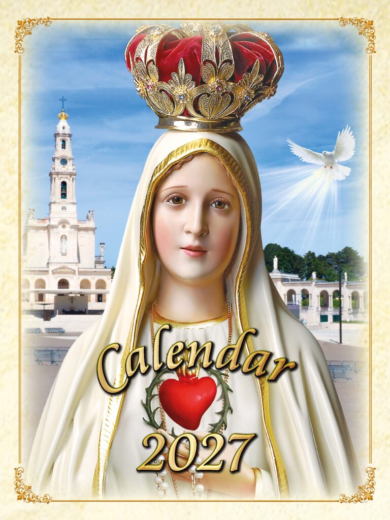 Virgin of Fatima Association 2027 Calendar cover featuring Our Lady of Fatima